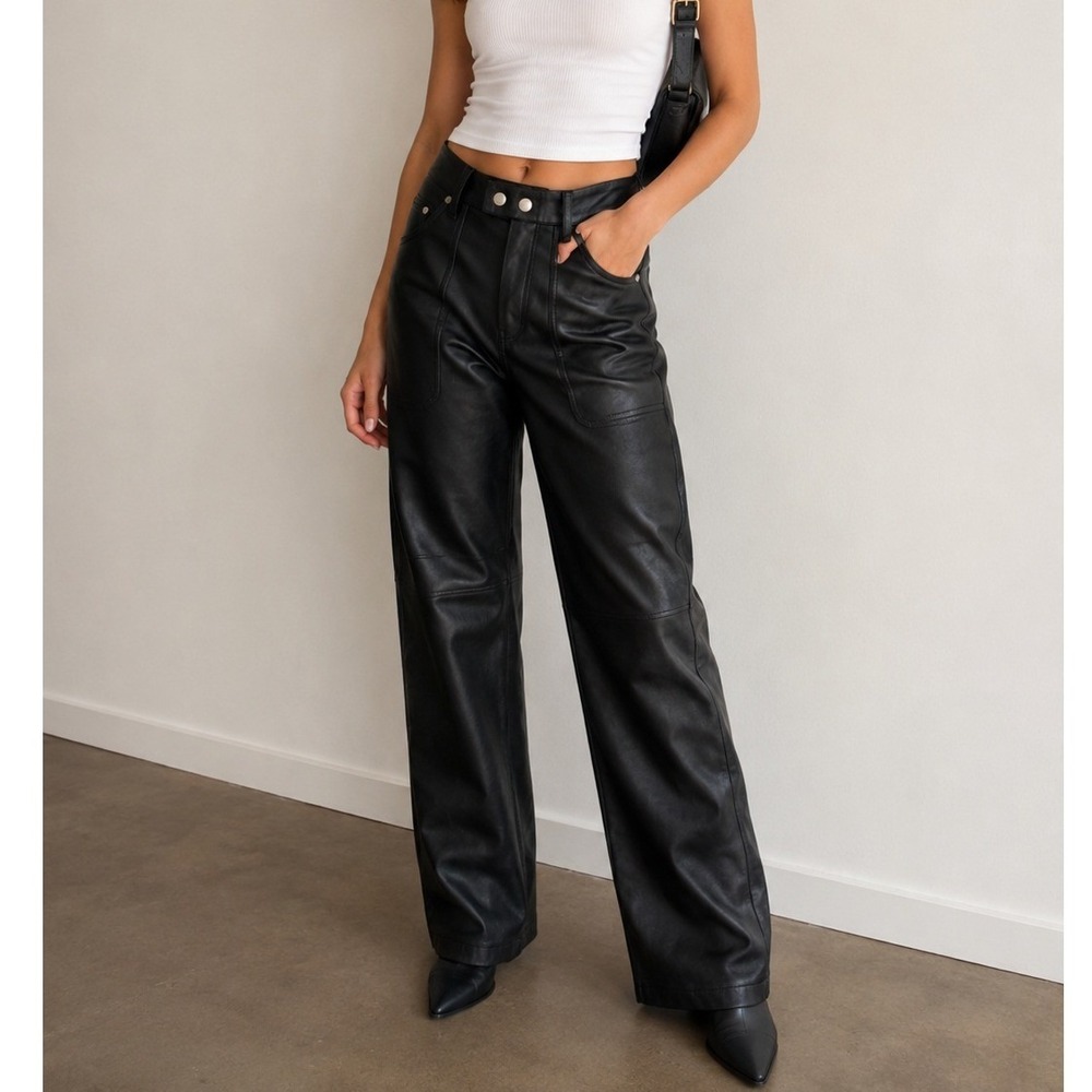Blank NYC Nordstrom The Baxter Faux Leather Straight Leg Pants Grunge Biker Chic